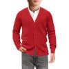 Haloumoning Boys Cardigan Sweater Kids Casual V Neck Button Down Uniform Sweaters 5-14 Years(Red)