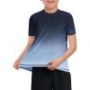 Haloumoning Boys Gradient Rash Guard Swim Shirt Short Sleeve UPF+ 50 Sun Shirts for Kids Rashguard Water Shirts(Black)