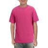 Haloumoning Boys Short Sleeve Shirts Kids Summer Crewneck T-Shirts Casual Tops Tees 5-14 Years(Hot Pink)