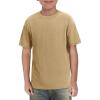 Haloumoning Boys Short Sleeve Shirts Kids Summer Crewneck T-Shirts Casual Tops Tees 5-14 Years(Khaki)