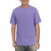 Haloumoning Boys Short Sleeve Shirts Kids Summer Crewneck T-Shirts Casual Tops Tees 5-14 Years(Light Purple)