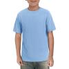 Haloumoning Boys Short Sleeve Shirts Kids Summer Crewneck T-Shirts Casual Tops Tees 5-14 Years(Sky Blue)