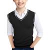 Haloumoning Boys Sweater Vest Kids Uniform Vest Casual V Neck Knit Pullover Sweater 5-14Y(Black)