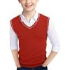 Haloumoning Boys Sweater Vest Kids Uniform Vest Casual V Neck Knit Pullover Sweater 5-14Y(Red)