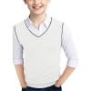 Haloumoning Boys Sweater Vest Kids Uniform Vest Casual V Neck Knit Pullover Sweater 5-14Y(White)