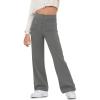 Haloumoning Girl’s Flare Pants Kids High Waisted Button Multiple Pockets Yoga Bootcut Pants Full Length Bell Bottoms(Dark Grey)