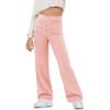 Haloumoning Girl’s Flare Pants Kids High Waisted Button Multiple Pockets Yoga Bootcut Pants Full Length Bell Bottoms(Pink)