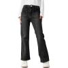 Haloumoning Girls High Waisted Jeans Straight Leg Stretch Demin Pants Cute Casual Trousers with Pockets(Black)