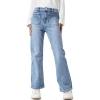Haloumoning Girls High Waisted Jeans Straight Leg Stretch Demin Pants Cute Casual Trousers with Pockets(Blue)