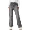 Haloumoning Girls High Waisted Jeans Straight Leg Stretch Demin Pants Cute Casual Trousers with Pockets(Grey)