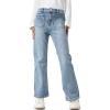 Haloumoning Girls High Waisted Jeans Straight Leg Stretch Demin Pants Cute Casual Trousers with Pockets(Light Blue)
