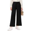 Haloumoning Girls High Waisted Uniform Pants Kids Wide Leg Dress Pants Casual Trousers with Pockets 5-14 Years(Black)