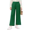 Haloumoning Girls High Waisted Uniform Pants Kids Wide Leg Dress Pants Casual Trousers with Pockets 5-14 Years(Dark Green)