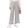Haloumoning Girls High Waisted Uniform Pants Kids Wide Leg Dress Pants Casual Trousers with Pockets 5-14 Years(Light Grey)