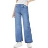 Haloumoning Girls Wide Leg Jeans Kids Elastic Waist Pull On Stretchy Baggy Denim Pants with Pockets 5-14 Years(Blue)