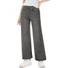Haloumoning Girls Wide Leg Jeans Kids Elastic Waist Pull On Stretchy Baggy Denim Pants with Pockets 5-14 Years(Grey)