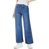 Haloumoning Girls Wide Leg Jeans Kids Elastic Waist Pull On Stretchy Baggy Denim Pants with Pockets 5-14 Years(Navy)