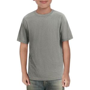 Haloumoning Boys Short Sleeve Shirts Kids Summer Crewneck T-Shirts Casual Tops Tees 5-14 Years(Grey)