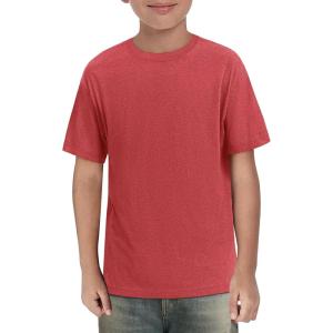 Haloumoning Boys Short Sleeve Shirts Kids Summer Crewneck T-Shirts Casual Tops Tees 5-14 Years(Red)