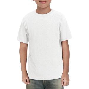 Haloumoning Boys Short Sleeve Shirts Kids Summer Crewneck T-Shirts Casual Tops Tees 5-14 Years(White)