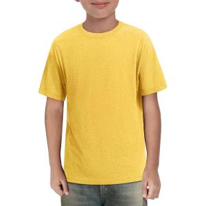 Haloumoning Boys Short Sleeve Shirts Kids Summer Crewneck T-Shirts Casual Tops Tees 5-14 Years(Yellow)