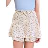Girls Floral Skirts Kids Fashion Elastic High Waist Ruffle Flowy Shorts with Drawstring 5-14 Years(Beige)