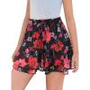 Girls Floral Skirts Kids Fashion Elastic High Waist Ruffle Flowy Shorts with Drawstring 5-14 Years(Black)