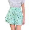 Girls Floral Skirts Kids Fashion Elastic High Waist Ruffle Flowy Shorts with Drawstring 5-14 Years(Green)