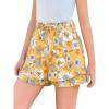 Girls Floral Skirts Kids Fashion Elastic High Waist Ruffle Flowy Shorts with Drawstring 5-14 Years(Yellow)