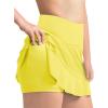 Haloumoning Girls Athletic Tennis Golf Skirts with Shorts Kids High Waist Ruffle A-line Skorts with Pockets 5-14 Years(Yellow)