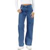 Haloumoning Girl’s Elastic Waist Jeans Straight Leg Demin Pants Casual Stretch Long Pants with Pockets 5-14 Years(Blue)