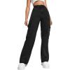 Haloumoning Girls Jeans Denim Elastic High Waisted Wide Leg Baggy Cargo Pants with Pockets 5-14 Years(Black)