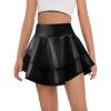 Haloumoning Girls Metallic Skater Skort Kids High Waisted Shiny Dance Scooter Skirt 4-14 Years(Black)