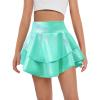 Haloumoning Girls Metallic Skater Skort Kids High Waisted Shiny Dance Scooter Skirt 4-14 Years(Blue Green)