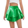 Haloumoning Girls Metallic Skater Skort Kids High Waisted Shiny Dance Scooter Skirt 4-14 Years(Green)