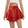 Haloumoning Girls Metallic Skater Skort Kids High Waisted Shiny Dance Scooter Skirt 4-14 Years(Red)