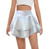 Haloumoning Girls Metallic Skater Skort Kids High Waisted Shiny Dance Scooter Skirt 4-14 Years(Silver)