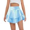 Haloumoning Girls Metallic Skater Skort Kids High Waisted Shiny Dance Scooter Skirt 4-14 Years(Sky Blue)