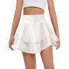 Haloumoning Girls Metallic Skater Skort Kids High Waisted Shiny Dance Scooter Skirt 4-14 Years(White)