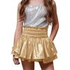 Haloumoning Girls Metallic Skorts Kids High Waisted Ruffle Skirts Sparkly Shiny Party Skirts 5-14 Years(Champagne Gold)