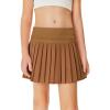 Haloumoning Girls Pleated Skirts with Shorts Athletic Tennis Skorts Sport Performance Skirt with Pockets 4-14 Years(Brown)