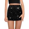 Haloumoning Girls Sequin Skirt High Waisted Mini Skirts Sparkle Glitter Party Skirts 5-14 Years(Black)