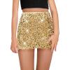 Haloumoning Girls Sequin Skirt High Waisted Mini Skirts Sparkle Glitter Party Skirts 5-14 Years(Champagne Gold)