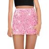 Haloumoning Girls Sequin Skirt High Waisted Mini Skirts Sparkle Glitter Party Skirts 5-14 Years(Pink)