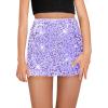 Haloumoning Girls Sequin Skirt High Waisted Mini Skirts Sparkle Glitter Party Skirts 5-14 Years(Purple)