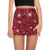 Haloumoning Girls Sequin Skirt High Waisted Mini Skirts Sparkle Glitter Party Skirts 5-14 Years(Red)