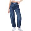 Haloumoning Girls Wide Leg Barrel Jeans Kids Fashion Elastic Waist Baggy Denim Pants with Pockets 5-14 Years(Navy Blue)