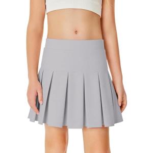 Haloumoning Girls Pleated Skirts School Kids Casual Mini Flare A Line Uniform Skorts Skirt 5-14 Years(Grey)