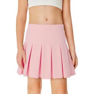Haloumoning Girls Pleated Skirts School Kids Casual Mini Flare A Line Uniform Skorts Skirt 5-14 Years(Pink)