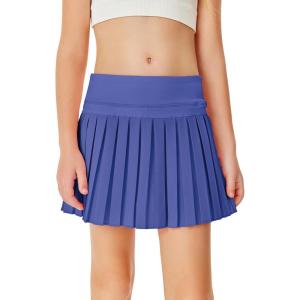 Haloumoning Girls Pleated Skirts with Shorts Athletic Tennis Skorts Sport Performance Skirt with Pockets 4-14 Years(Royal Blue)